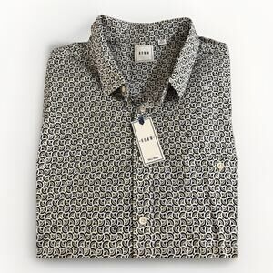 NWT Dillard's Rowm Short-Sleeve Shirt - Men's 3XT Tall Blue Geo Print